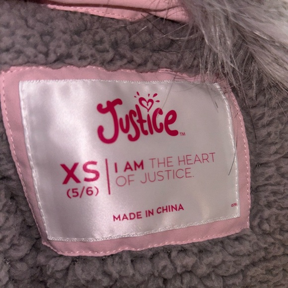 Justice Girl’s New XS Light Pink Detachable Fur Hooded Fleece Lined Winter Coat - Picture 5 of 5
